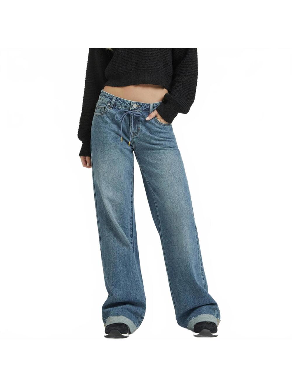 Pacsun Casey Low Rise Baggy Jeans Drawstring Medium Indigo NWT Clementine 24